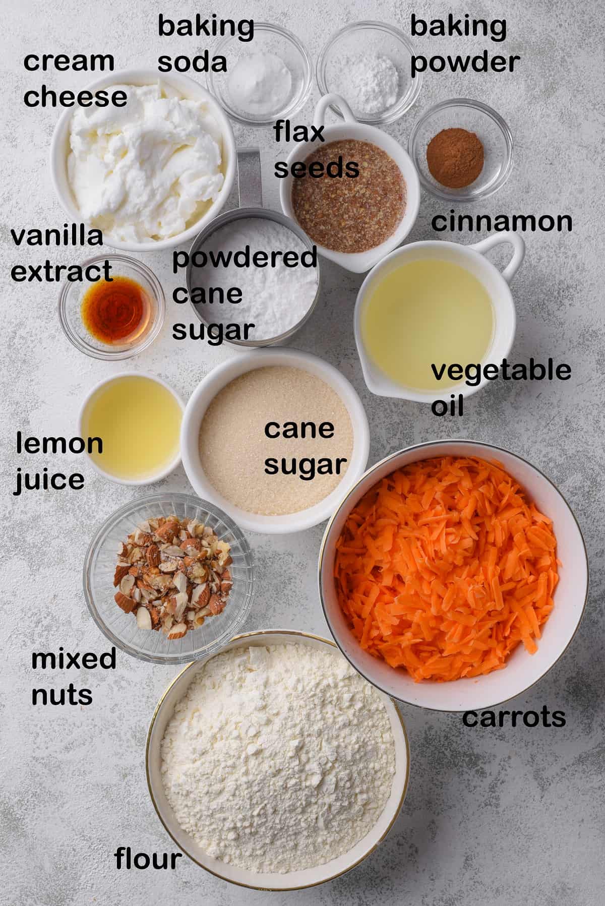 Vegan carrot cake ingredients labels