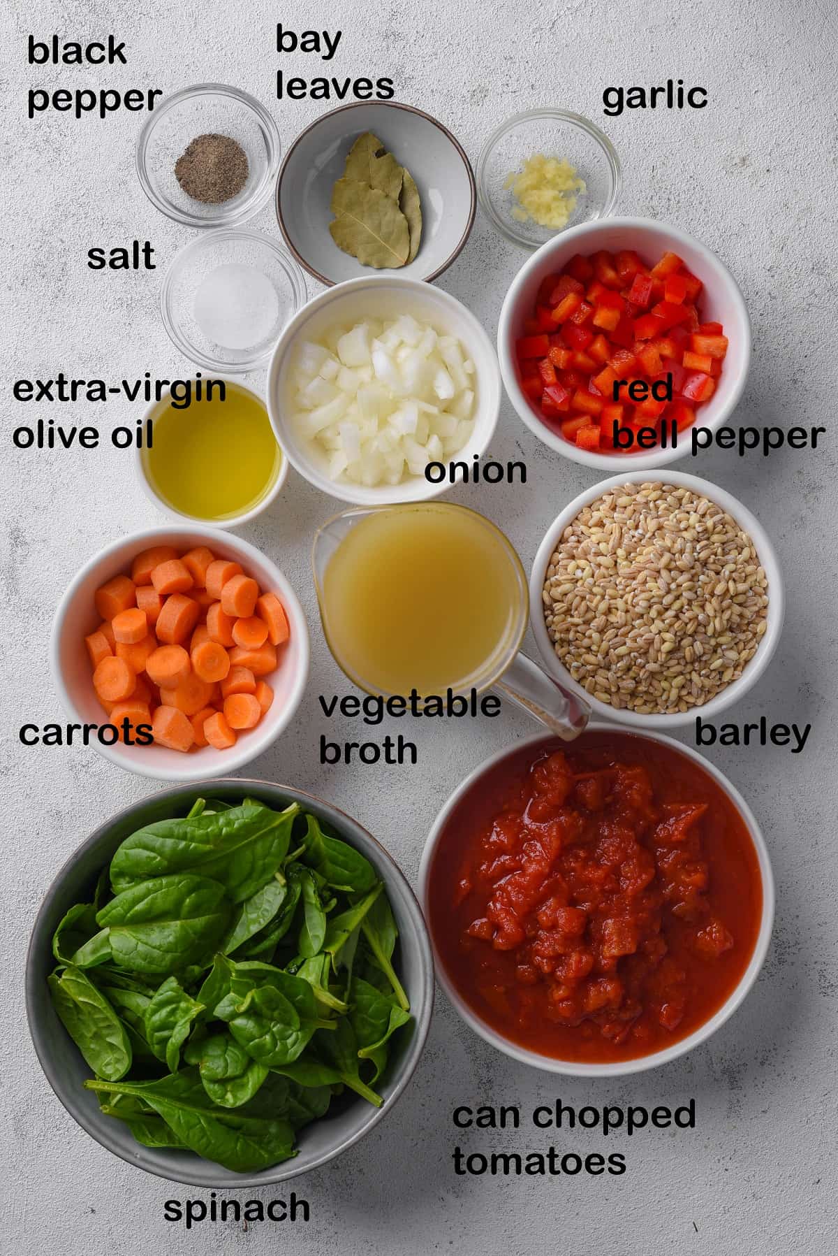 Vegetable barley soup ingredients labels