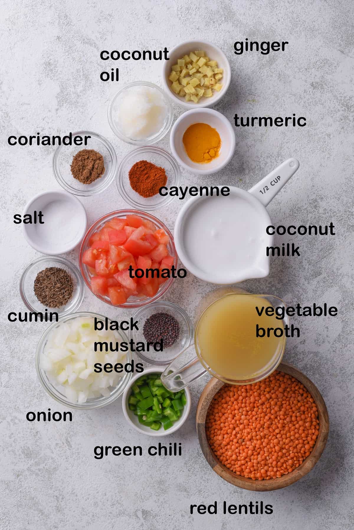 Dahl soup ingredients labels