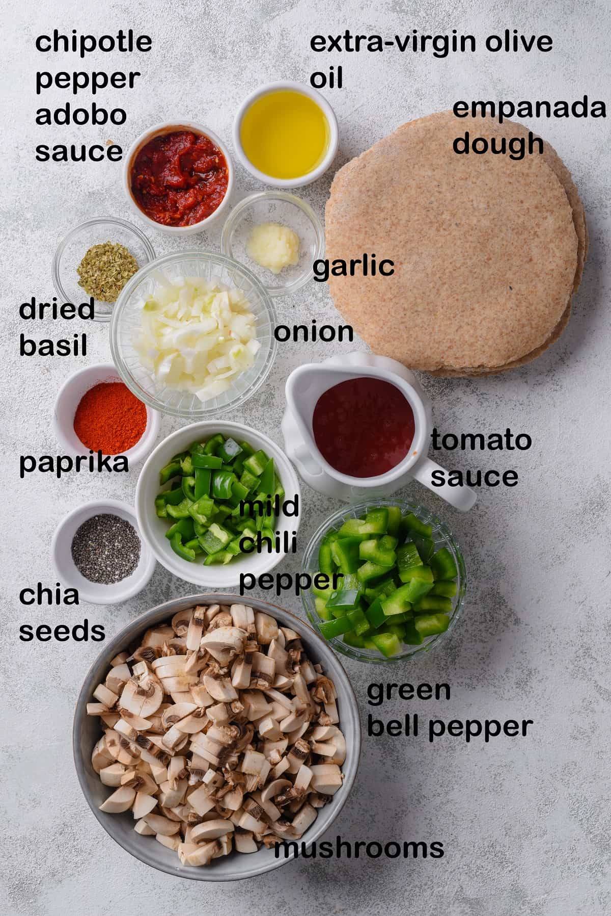 Vegan empanadas ingredients labels